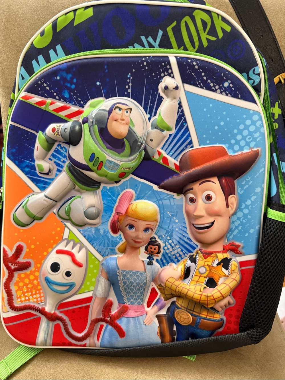 Disney Toy Story Backpack with Blue, Green, Red and Orange Accents